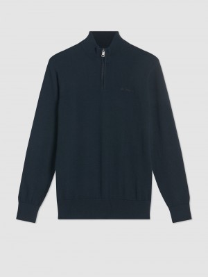 Black Ben Sherman Merino Half-Zip Knitwear | GFRTUI-835