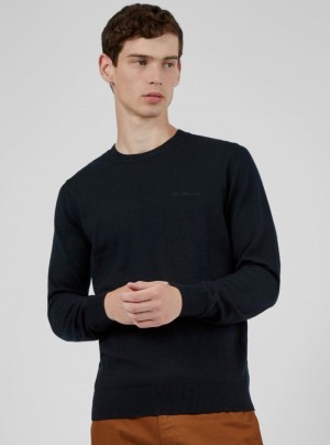 Black Ben Sherman Signature Crewneck Knitwear | ZVNJDC-280