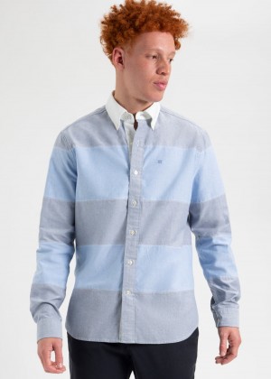 Blue Ben Sherman Brighton Oxford Garment Dye Rugby Shirts | VEQLMJ-278