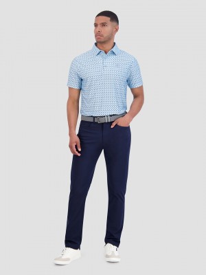 Blue Ben Sherman Chequerboard Geo Polo Shirts | ONVWGC-215