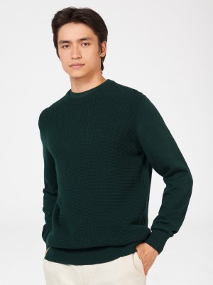 Dark Green Ben Sherman Textured Crewneck Knitwear | ROZYWV-719