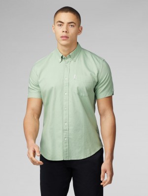 Green Ben Sherman Signature Short Sleeve Oxford Shirts | WKSIXV-147