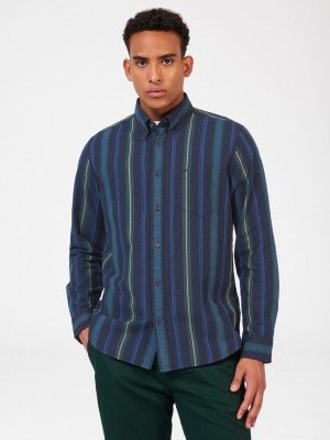 Green Ben Sherman Signature Striped Oxford Shirts | FSAOXD-120