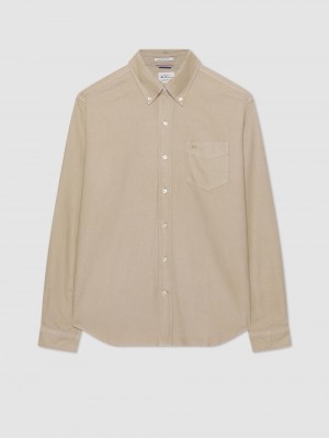 Grey Ben Sherman Beatnik Oxford Garment Dye Shirts | YOSKUC-290