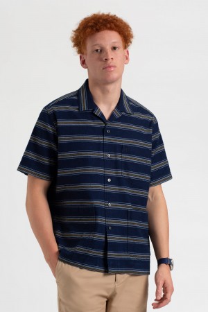 Indigo Ben Sherman Dalston Blues Lightweight Stripe Shirts | ZKAXDB-106