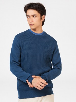 Indigo Ben Sherman Textured Crewneck Knitwear | XYRLTO-871