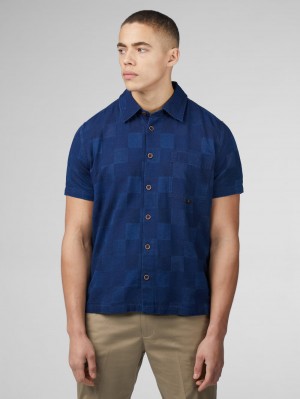 Navy Ben Sherman B by Ben Sherman Indigo Check Shirts | FJNKOS-298