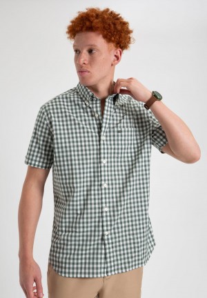 Olive Ben Sherman House Poplin Gingham Shirts | JZCTLE-735