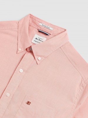 Orange Ben Sherman Beatnik Wash Long-Sleeve Shirts | NBUHJX-908