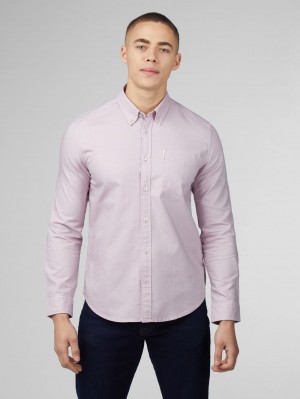 Purple Ben Sherman Signature Oxford Long Sleeve Shirts | TYSMNL-152