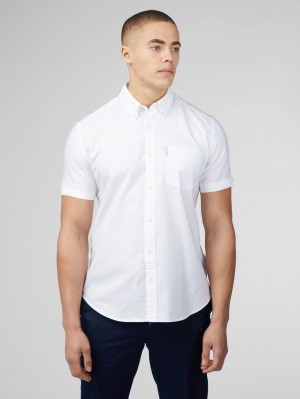 White Ben Sherman Signature Short Sleeve Oxford Shirts | NOCTBQ-982