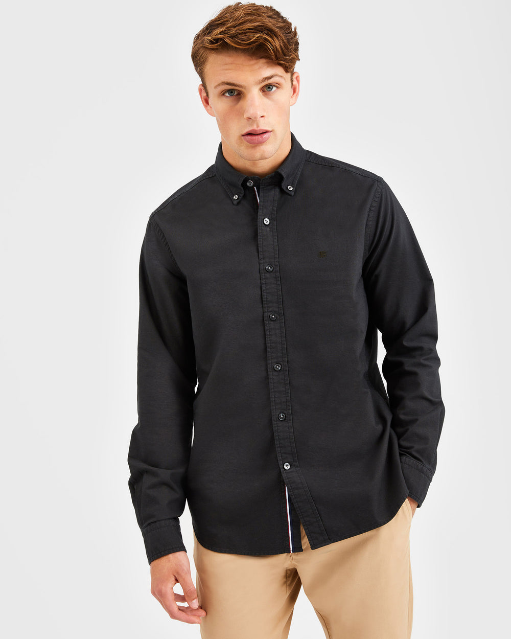 Black Ben Sherman Beatnik Oxford Garment Dye Shirts | HRXEWN-193