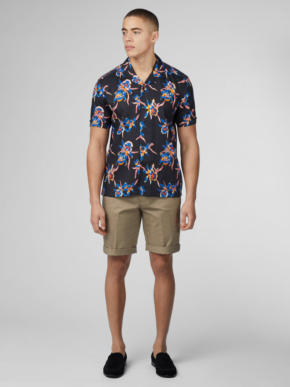 Black Ben Sherman Signature Botanical Print Shirts | ONAMCD-083