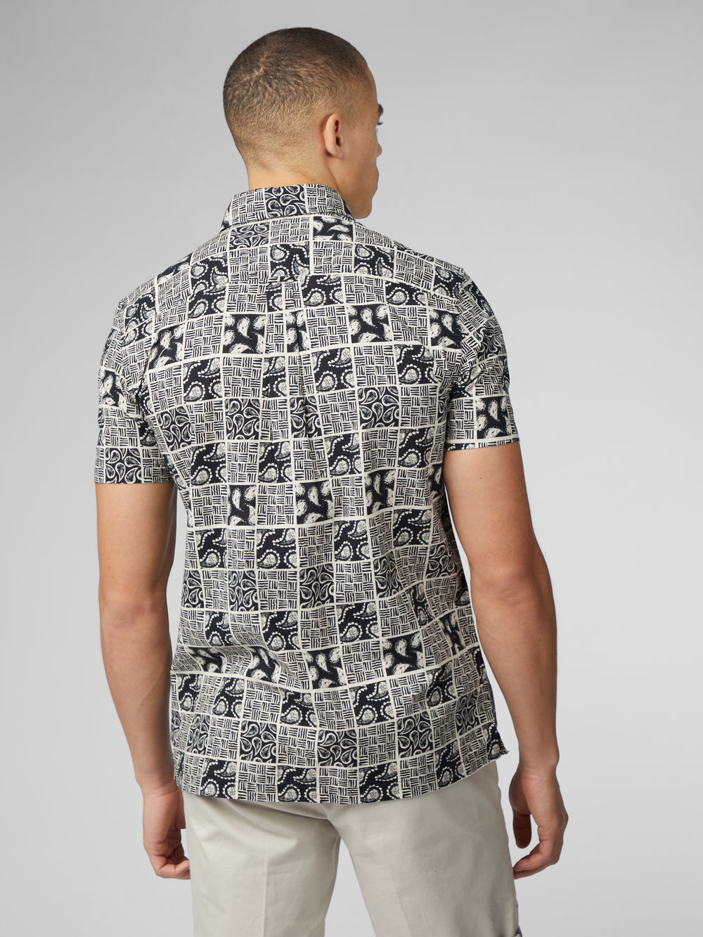 Black Ben Sherman Signature Checkerboard Paisley Print Shirts | LQISRK-841