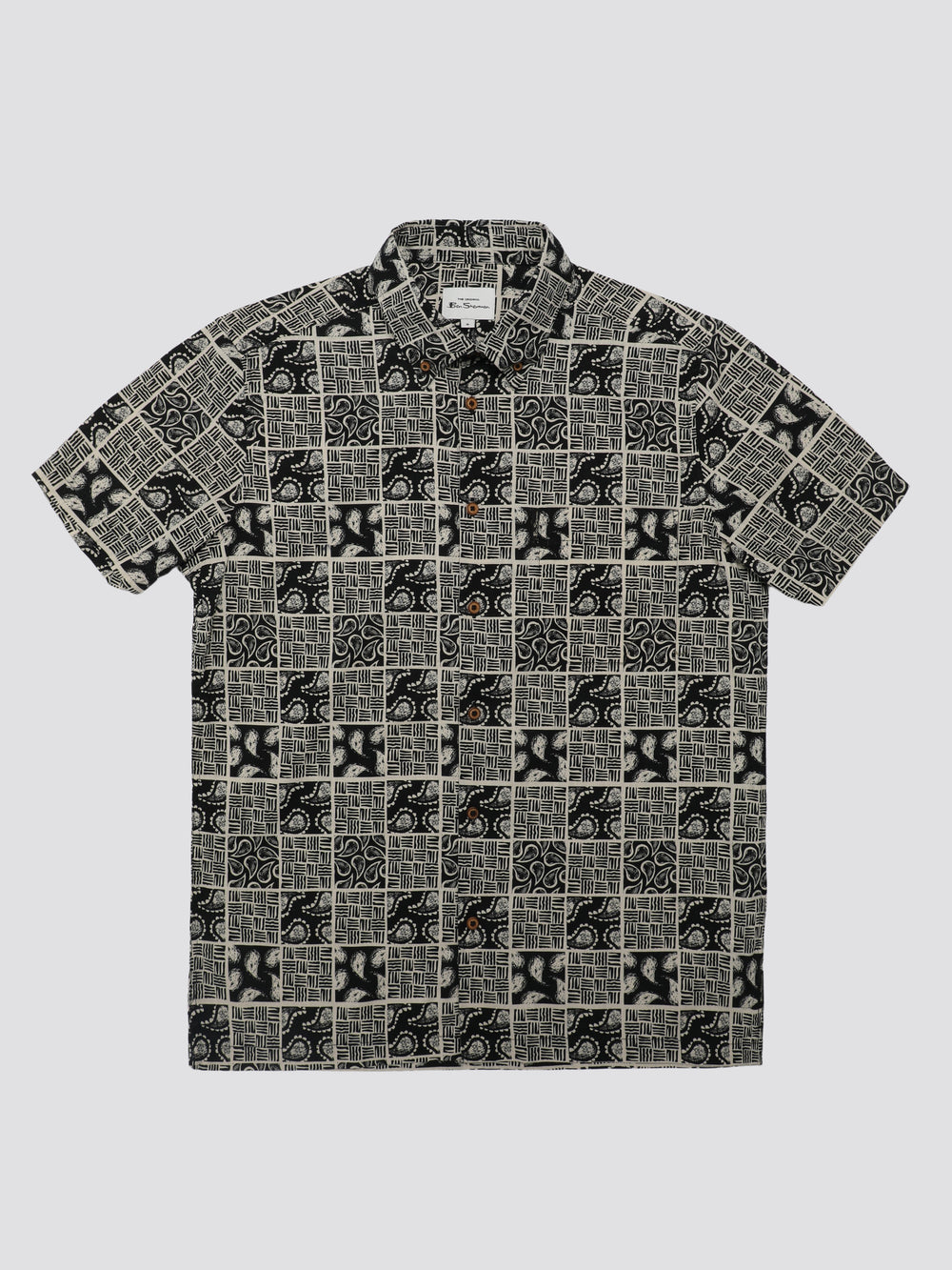 Black Ben Sherman Signature Checkerboard Paisley Print Shirts | LQISRK-841