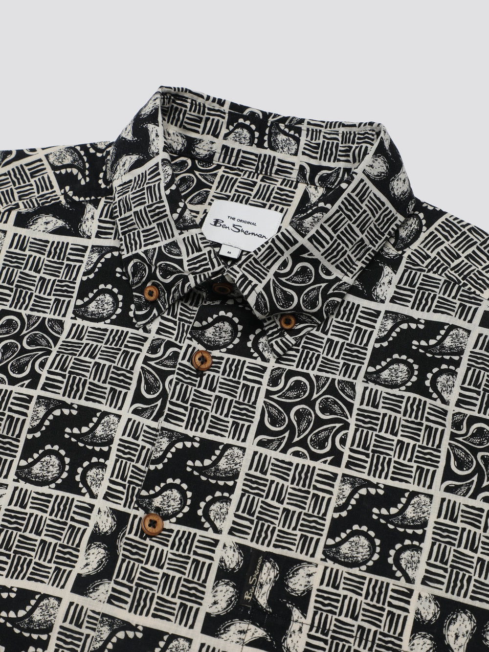 Black Ben Sherman Signature Checkerboard Paisley Print Shirts | LQISRK-841