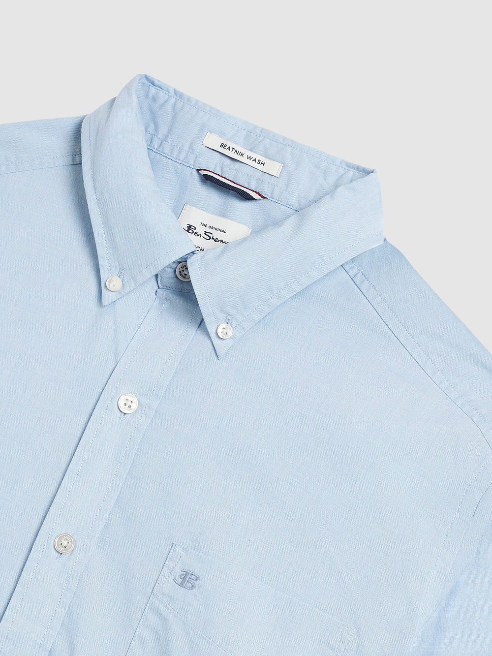 Blue Ben Sherman Beatnik Wash Long-Sleeve Shirts | GVUJCW-742