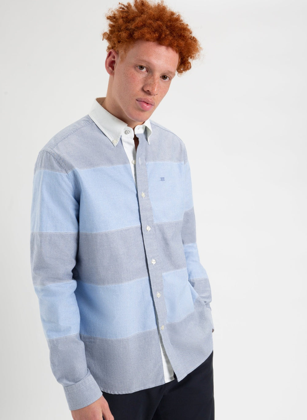 Blue Ben Sherman Brighton Oxford Garment Dye Rugby Shirts | VEQLMJ-278