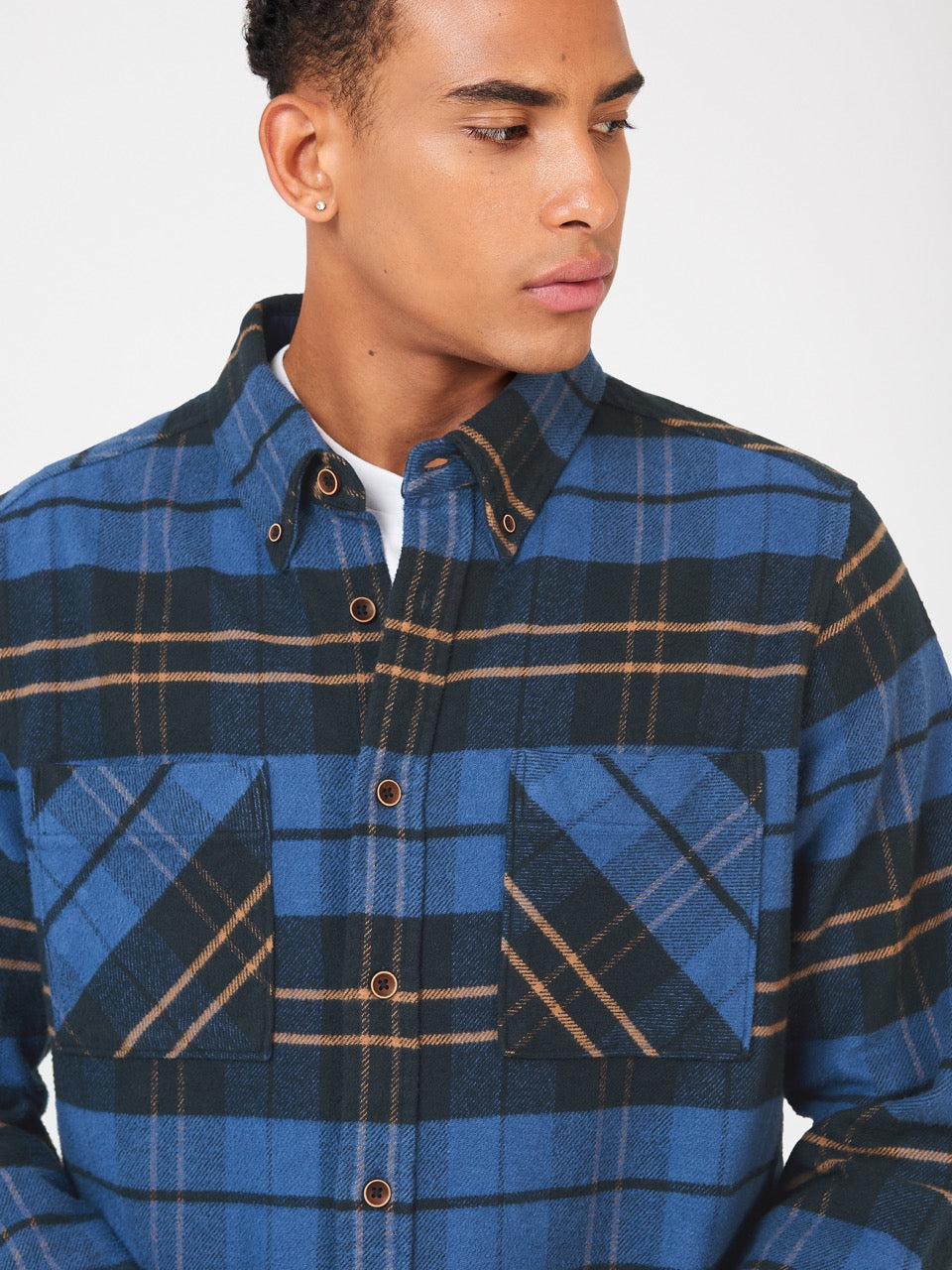 Blue Ben Sherman Brushed Ivy Check Shirts | FHDCRJ-392