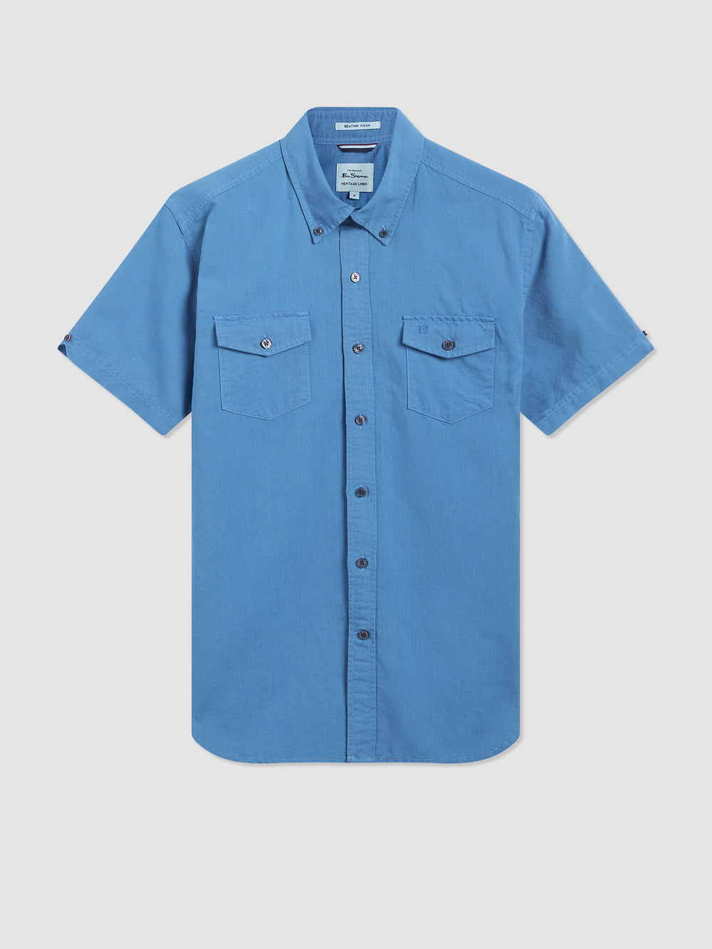 Blue Ben Sherman Garment Dye Linen Shirts | JCMNPU-281