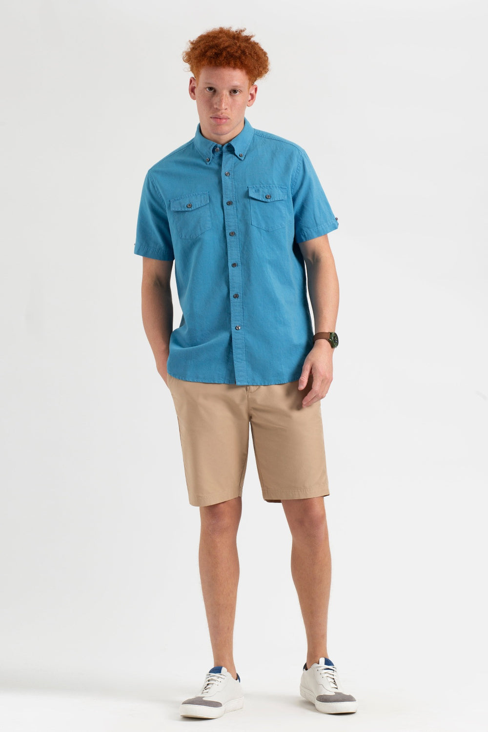 Blue Ben Sherman Garment Dye Linen Shirts | JCMNPU-281