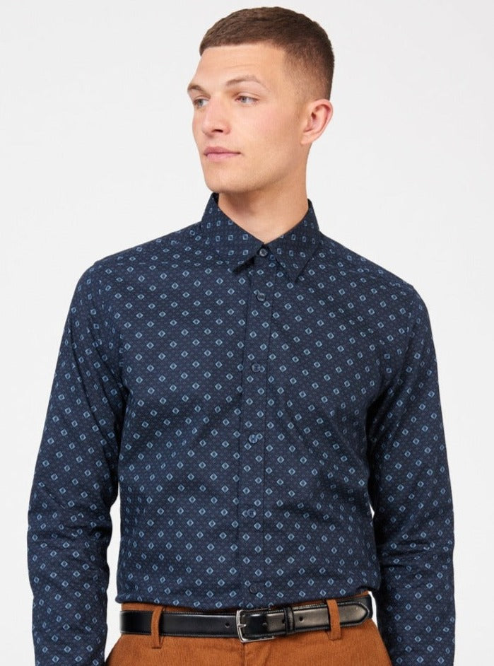 Blue Ben Sherman Signature Geo Shirts | PKBXYF-698