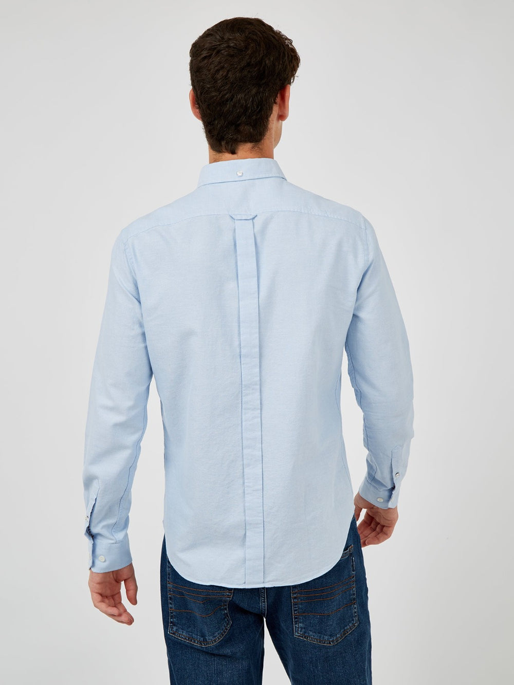 Blue Ben Sherman Signature Organic Long-Sleeve Oxford Shirts | WSOFGI-386