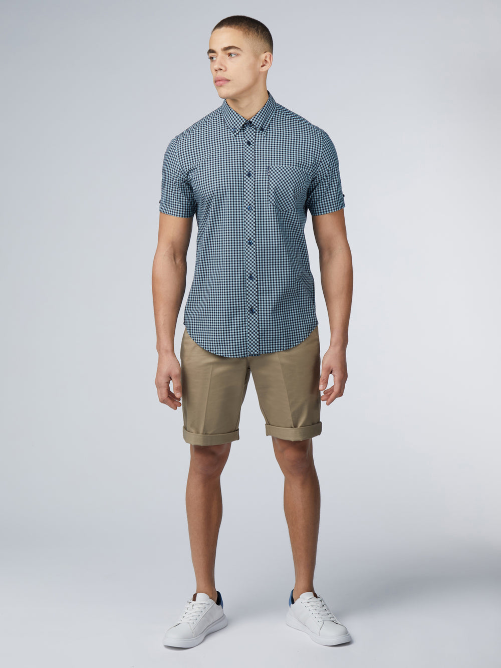 Blue Ben Sherman Signature Short Sleeve Gingham Shirts | ALVJTF-765