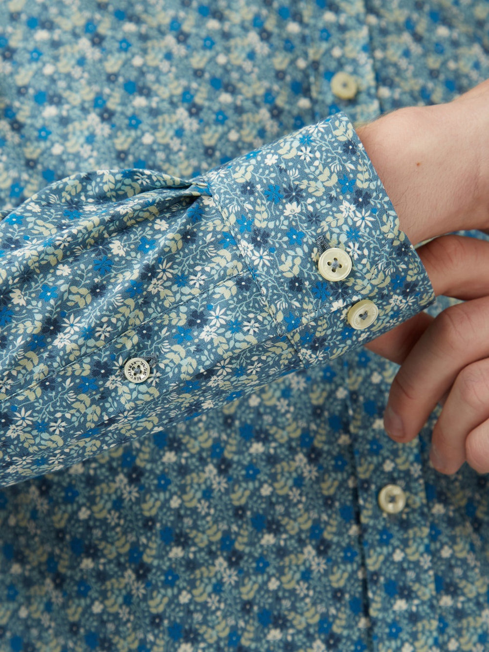 Blue Grey Ben Sherman Floral Print Long-Sleeve Shirts | PNCMKL-592