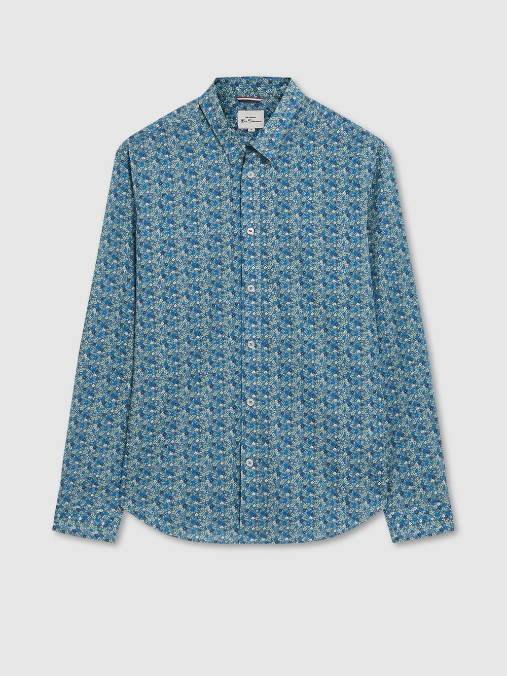 Blue Grey Ben Sherman Floral Print Long-Sleeve Shirts | PNCMKL-592