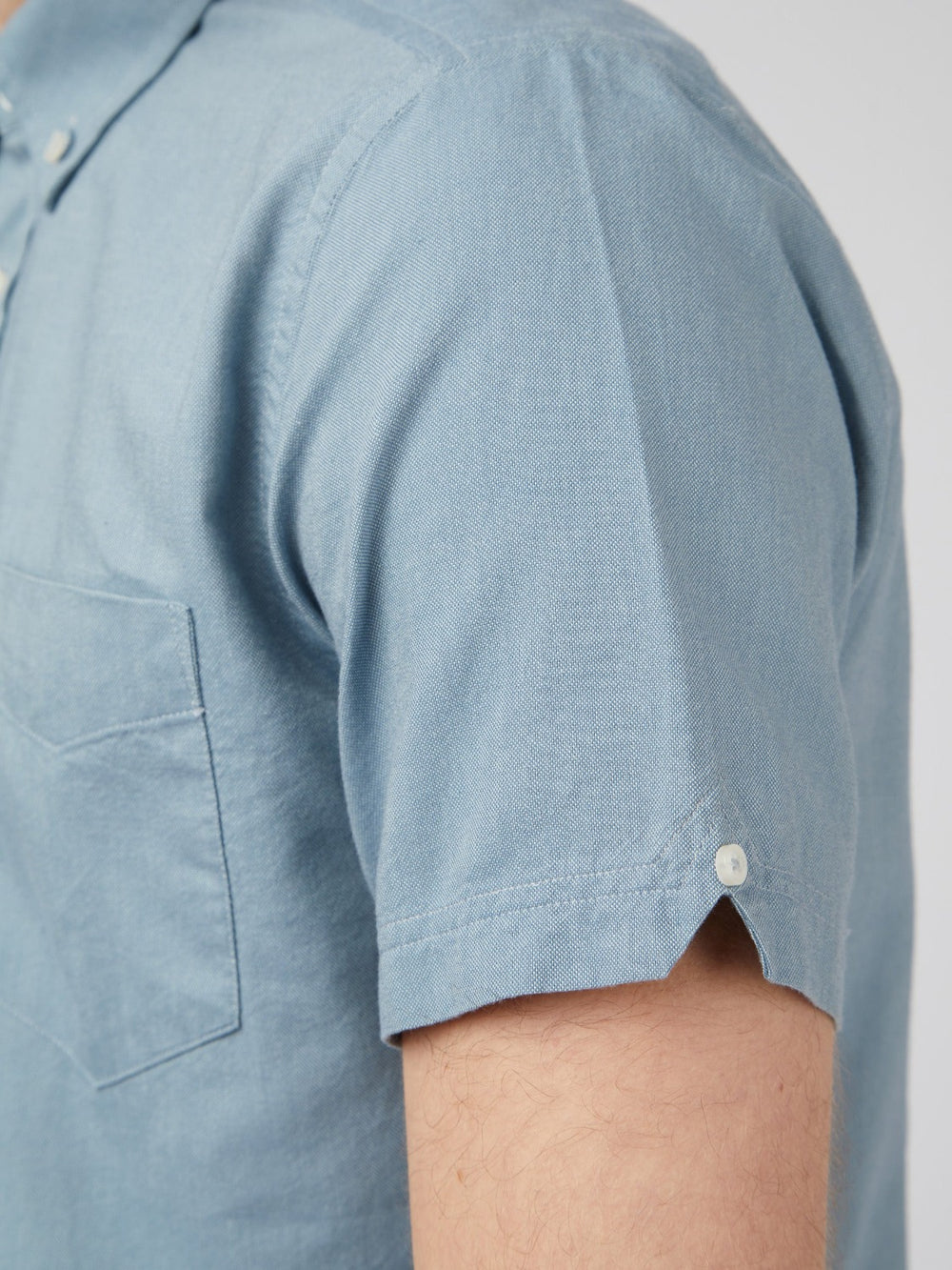 Blue Grey Ben Sherman Signature Organic Short-Sleeve Oxford Shadow Shirts | VCIMFX-094