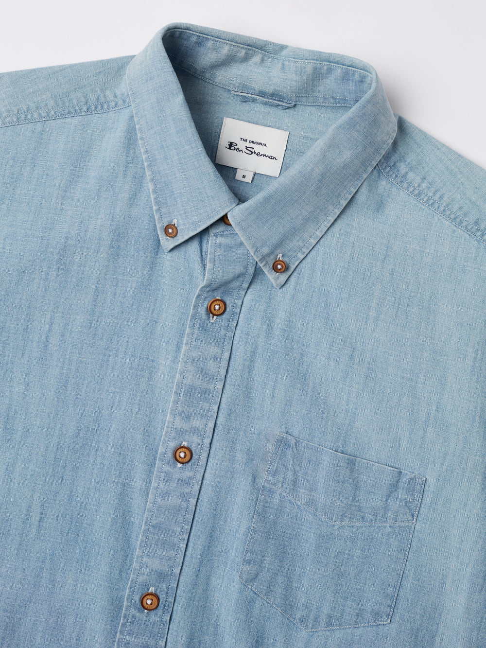 Blue / Navy Ben Sherman Long-Sleeve Chambray Shirts | FYZISE-941