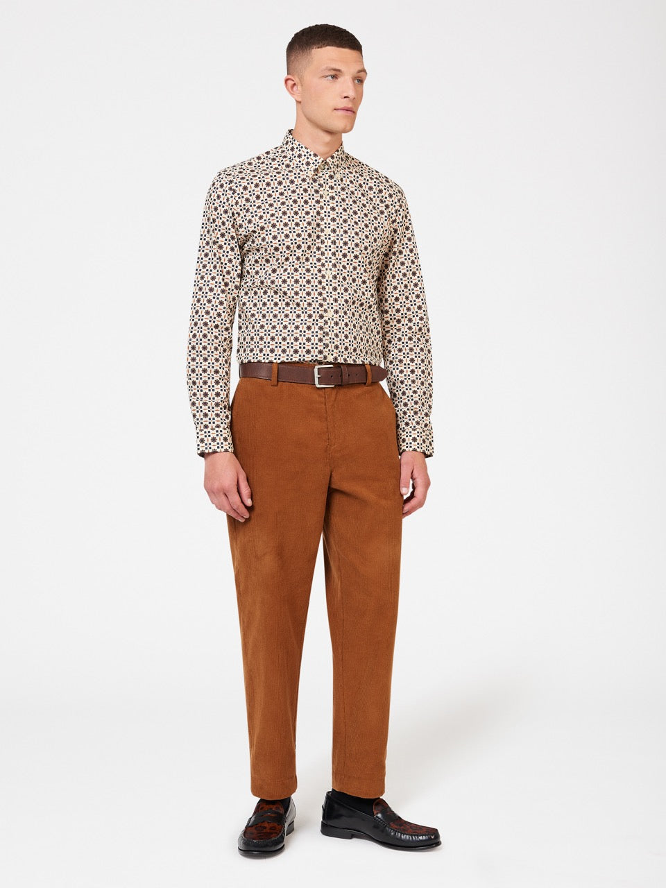 Brown Ben Sherman Retro Foulard Print Slim Fit Shirts | EVLZTR-968