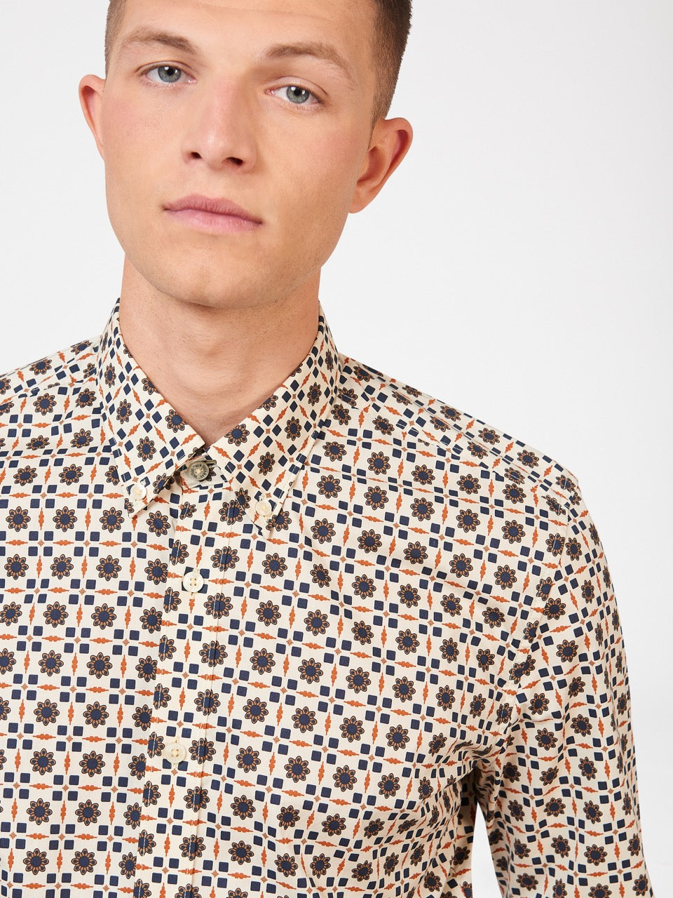 Brown Ben Sherman Retro Foulard Print Slim Fit Shirts | EVLZTR-968