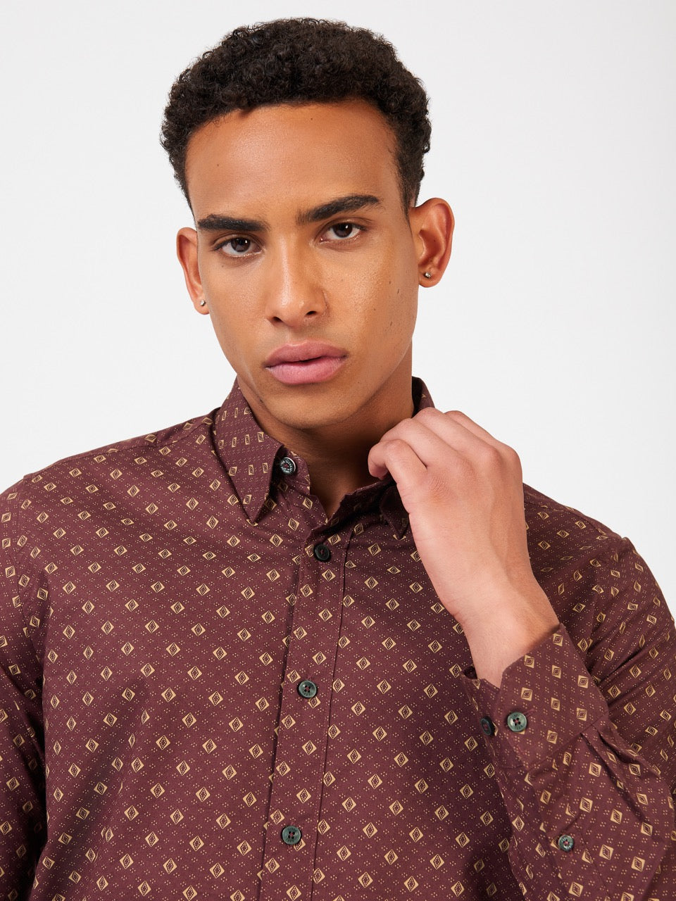 Brown Ben Sherman Signature Geo Shirts | YGBXNT-173