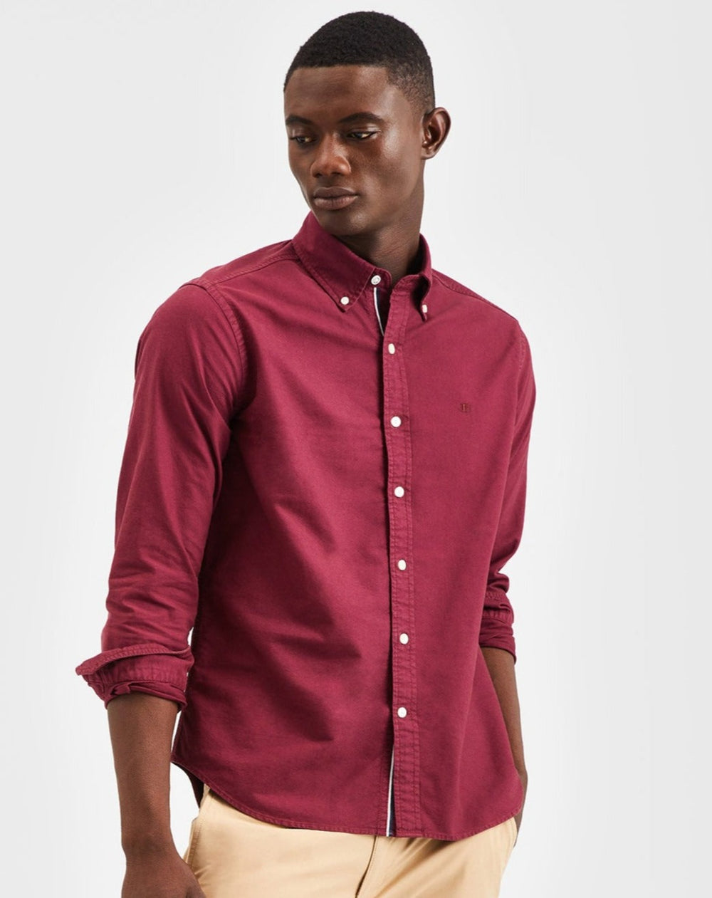 Burgundy Ben Sherman Beatnik Oxford Garment Dye Shirts | MUEPAB-978