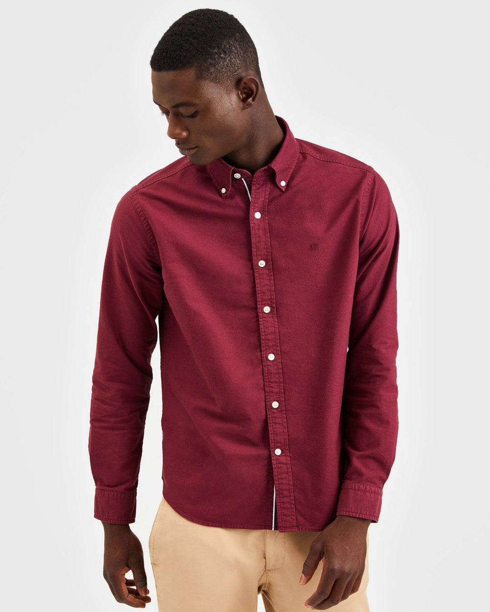 Burgundy Ben Sherman Beatnik Oxford Garment Dye Shirts | MUEPAB-978