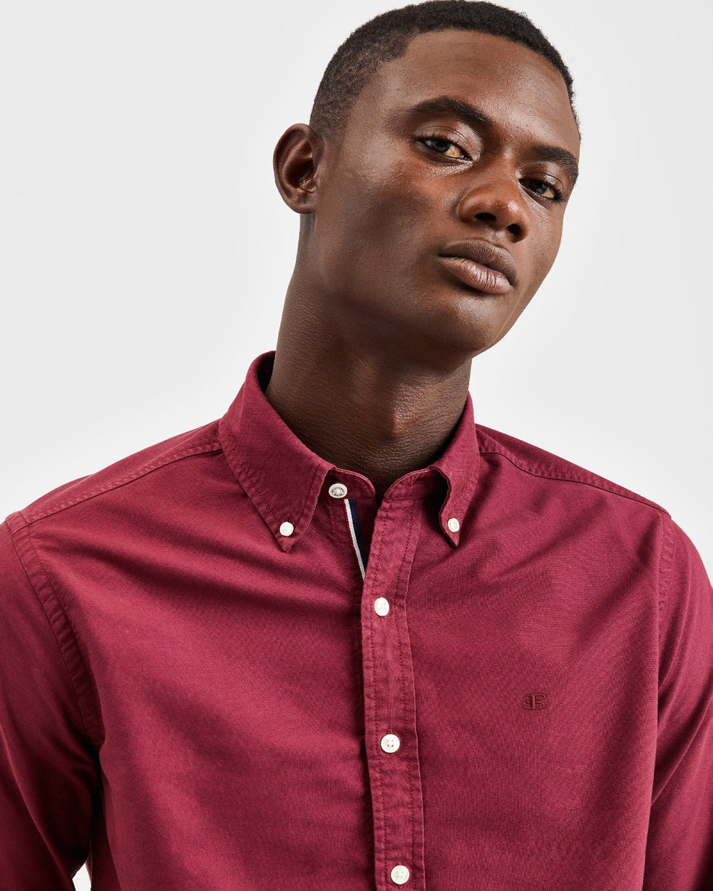 Burgundy Ben Sherman Beatnik Oxford Garment Dye Shirts | MUEPAB-978