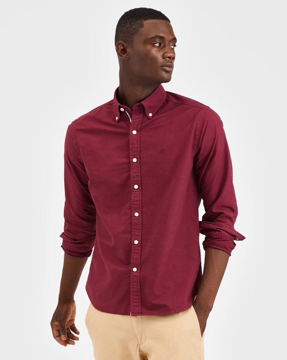 Burgundy Ben Sherman Beatnik Oxford Garment Dye Shirts | MUEPAB-978