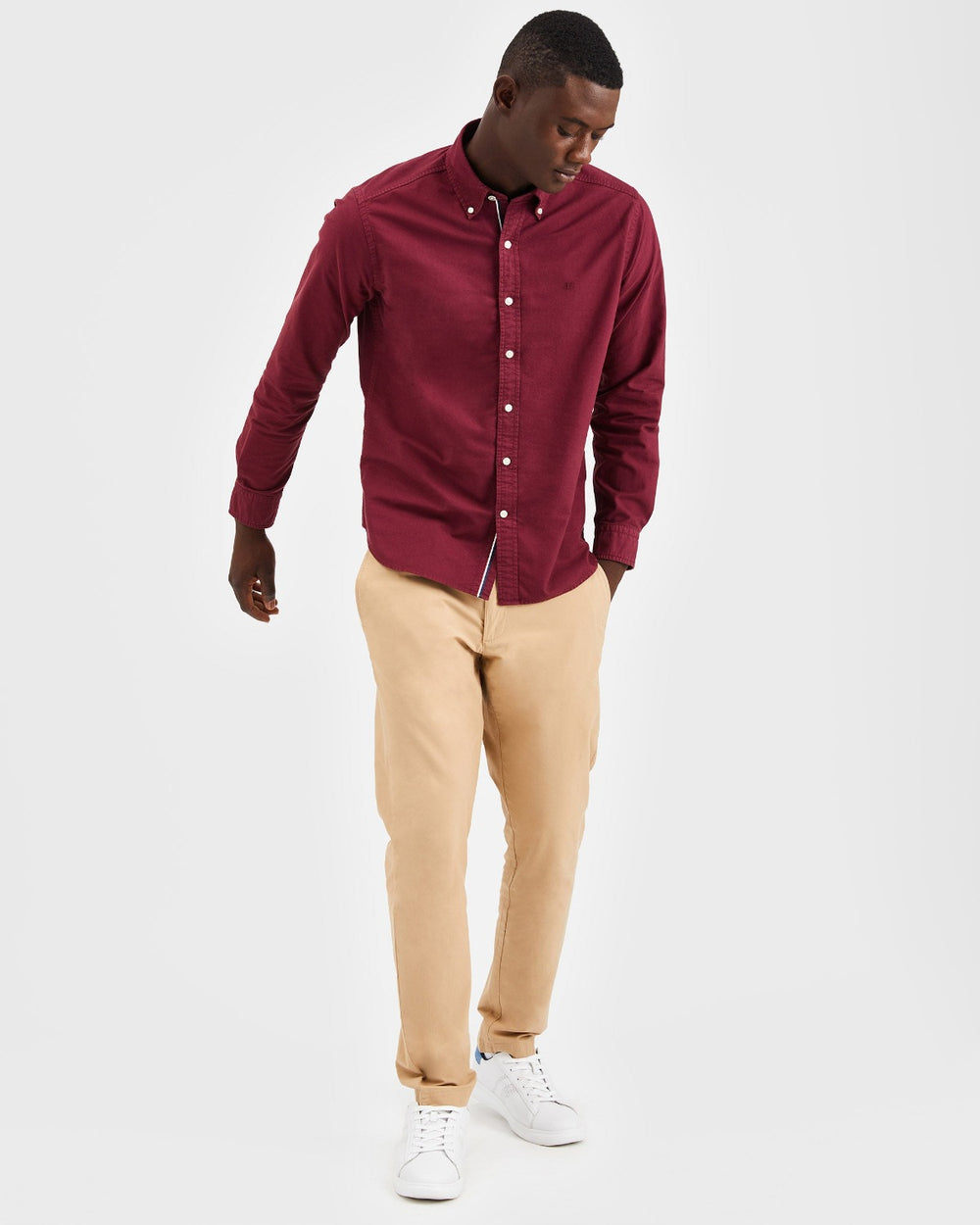 Burgundy Ben Sherman Beatnik Oxford Garment Dye Shirts | MUEPAB-978