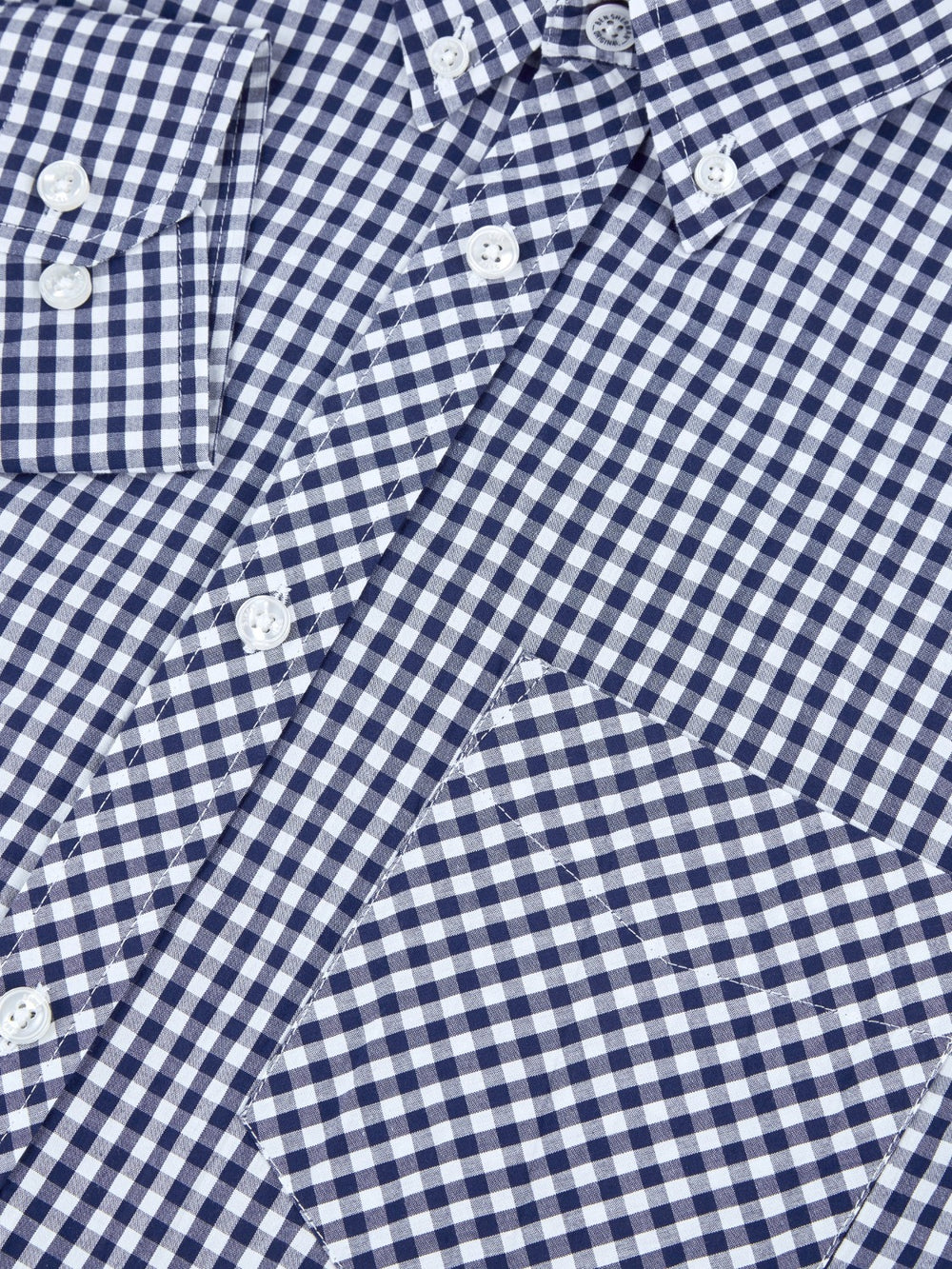 Dark Blue Ben Sherman Signature Long-Sleeve Gingham Shirts | QDEMFP-019