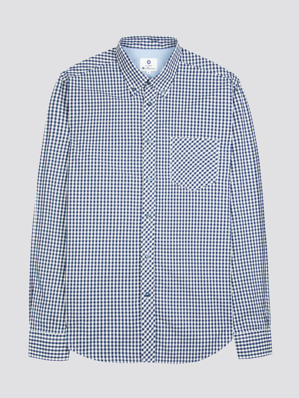 Dark Blue Ben Sherman Signature Long-Sleeve Gingham Shirts | QDEMFP-019