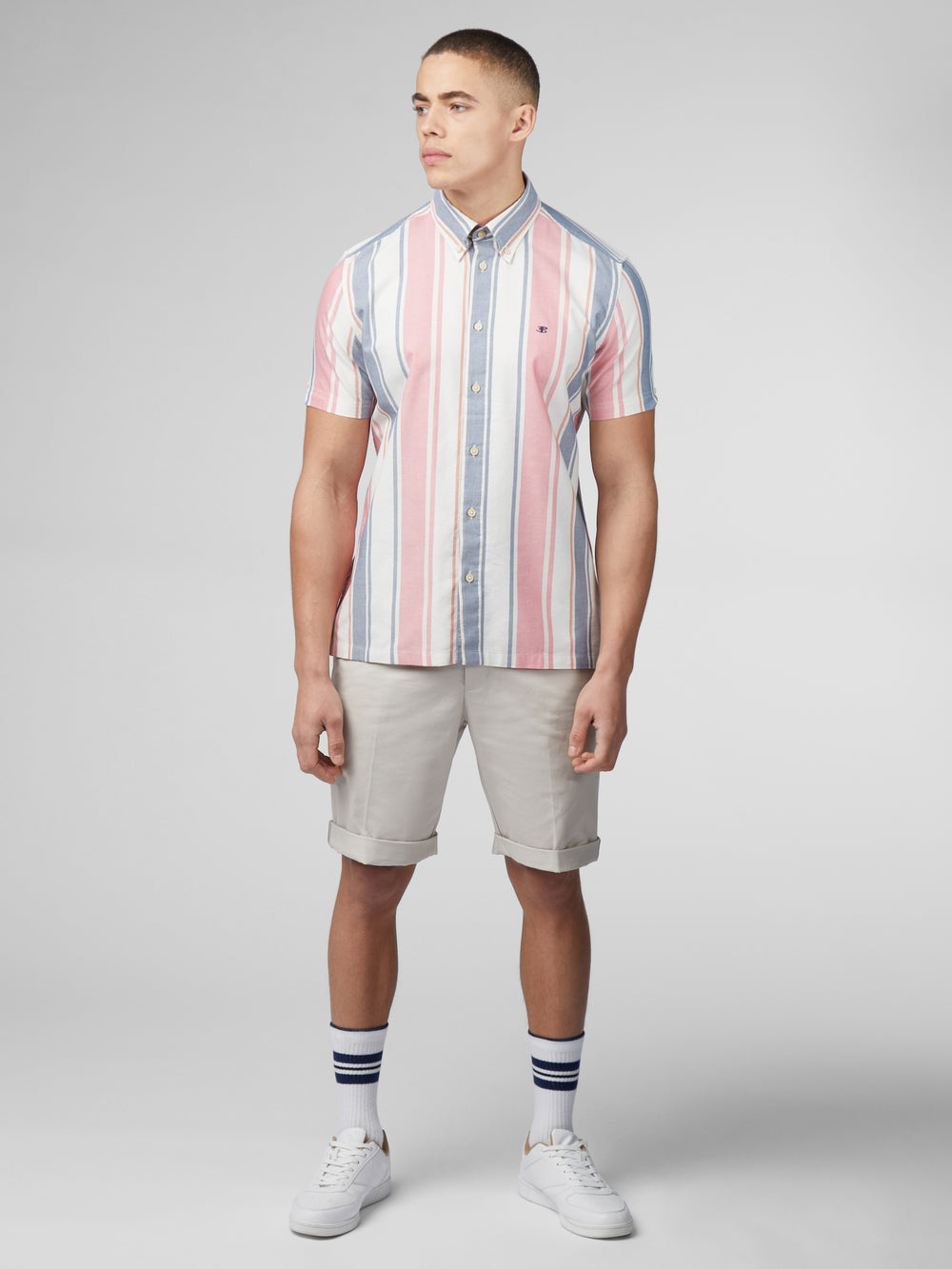 Dark Pink Ben Sherman Signature Multicolor Stripe Shirts | GQUNEB-421