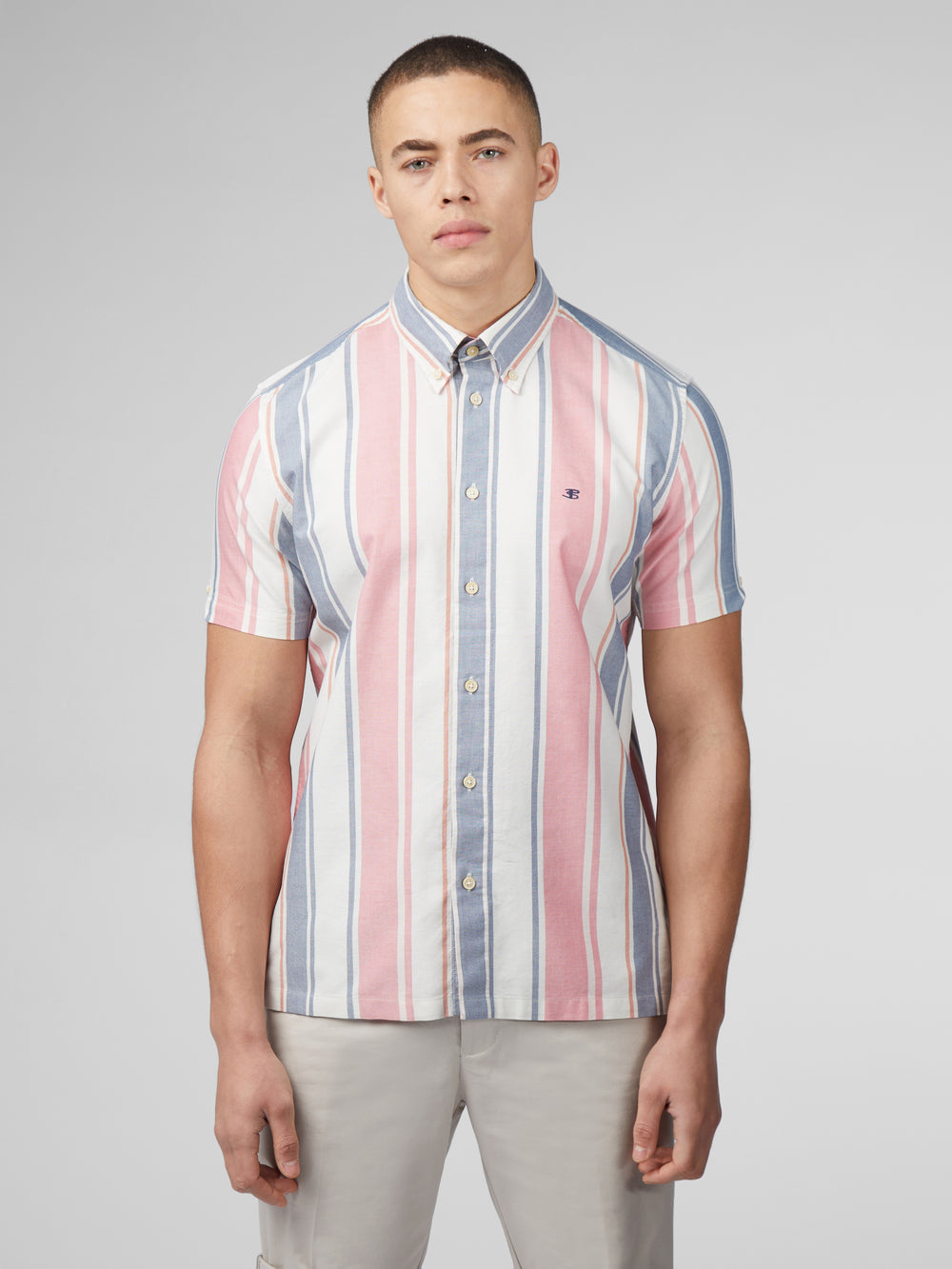 Dark Pink Ben Sherman Signature Multicolor Stripe Shirts | GQUNEB-421