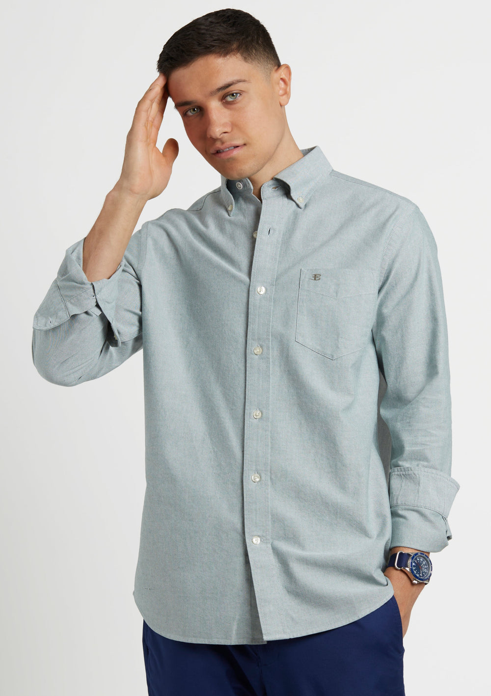 Green Ben Sherman Brighton Oxford Organic Green Shirts | XRUMWS-896