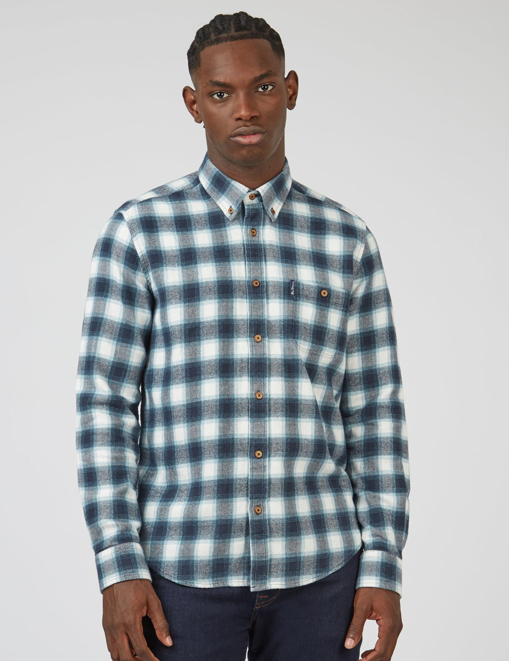 Green Ben Sherman Brushed Ombre Check Flannel Shirts | VNFWMY-962