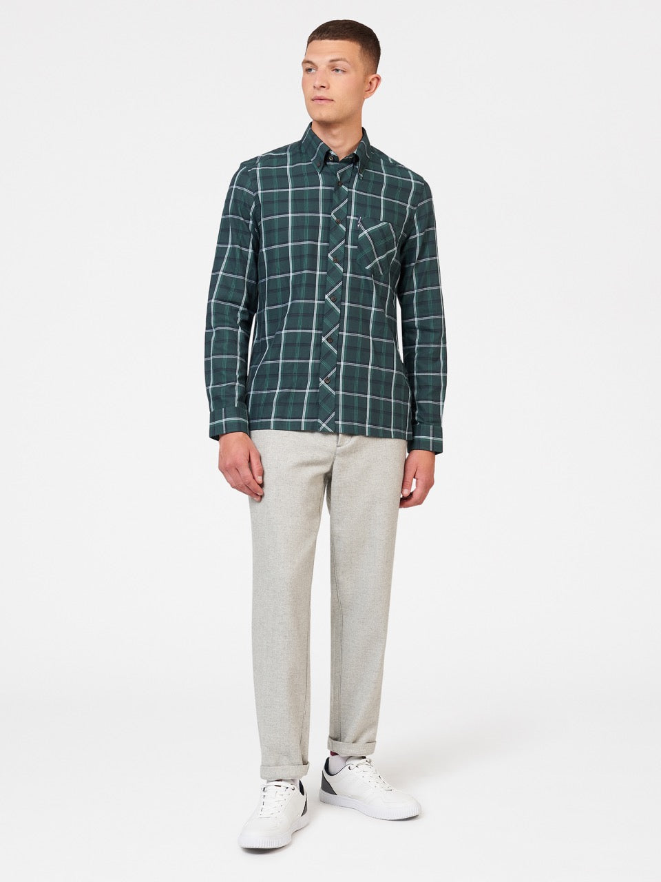 Green Ben Sherman Grid Check Shirts | OWNCKG-341