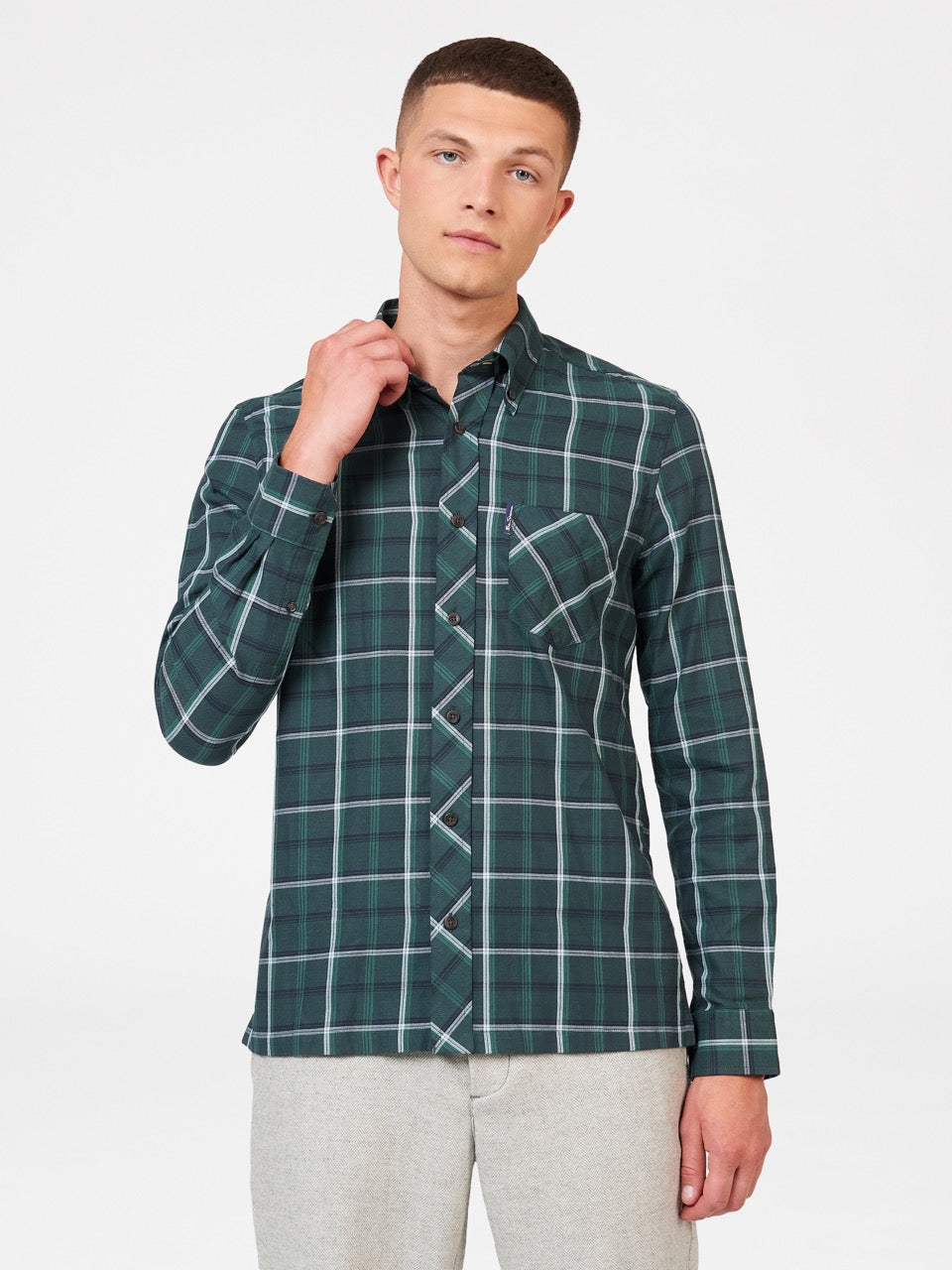 Green Ben Sherman Grid Check Shirts | OWNCKG-341