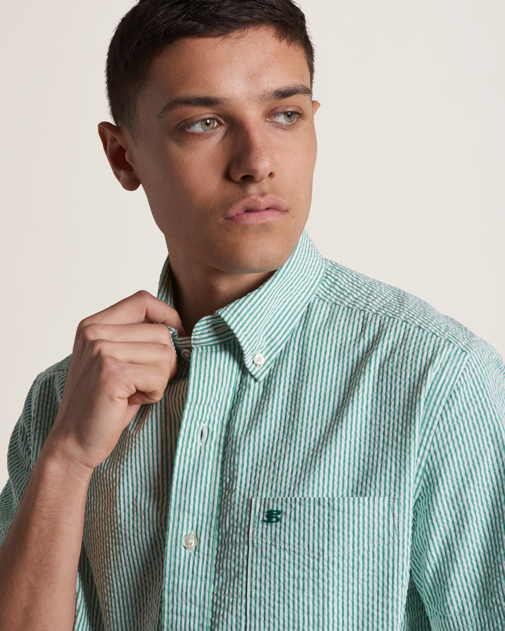 Green Ben Sherman Seersucker Bengal Stripe Shirts | WGDLPQ-012