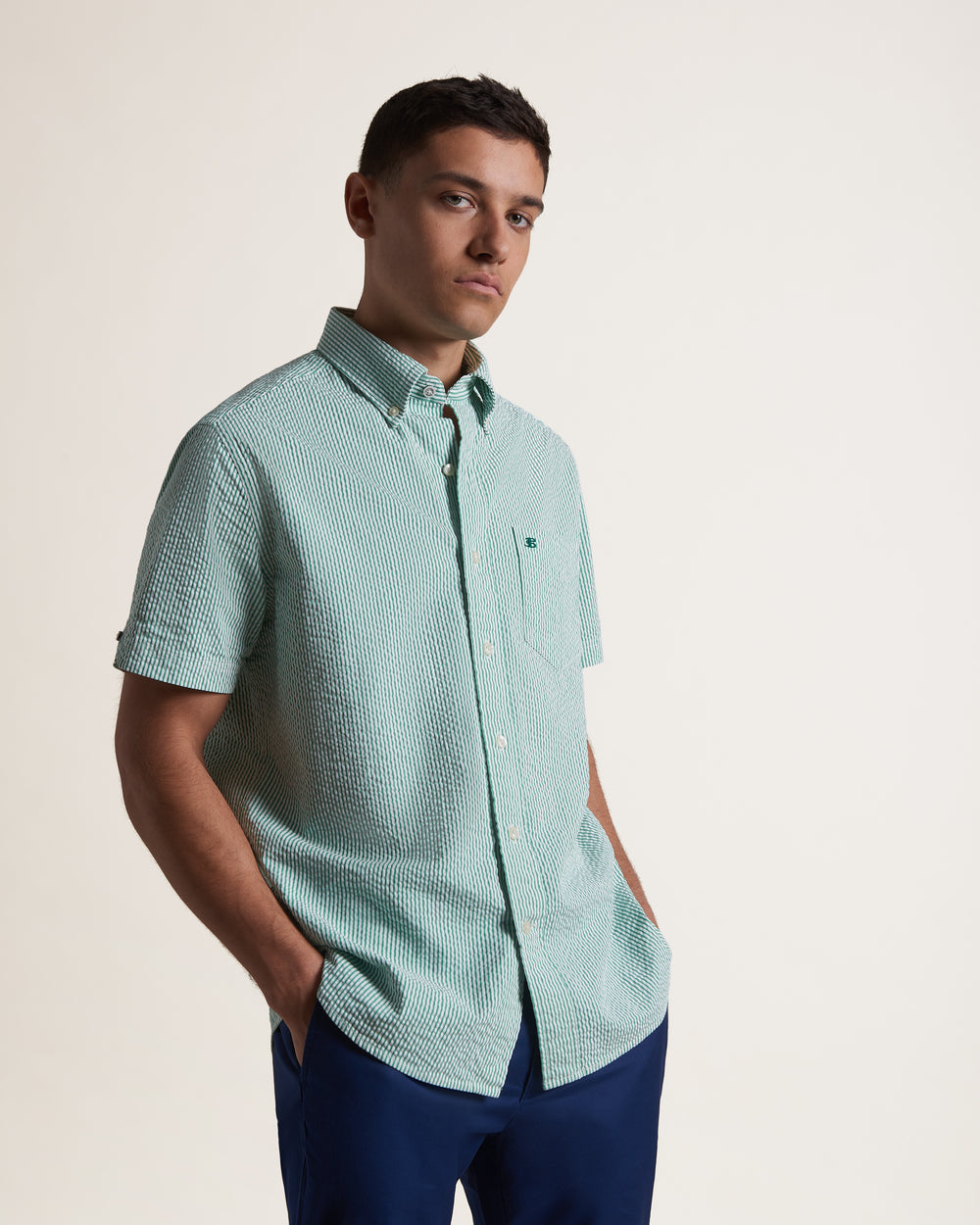 Green Ben Sherman Seersucker Bengal Stripe Shirts | WGDLPQ-012